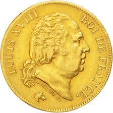 FRANCE, Louis XVIII, 40 Francs, 1818, Lille, KM #713.6, EF(40-45), Gold,...