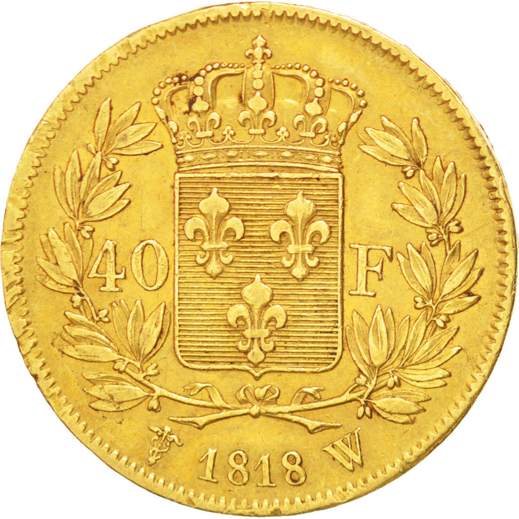 FRANCE, Louis XVIII, 40 Francs, 1818, Lille, KM #713.6, EF(40-45), Gold,...