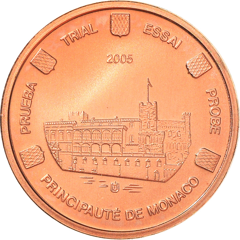 Monaco, Médaille, 1 C, Essai Trial, 2005, SPL+, Cuivre