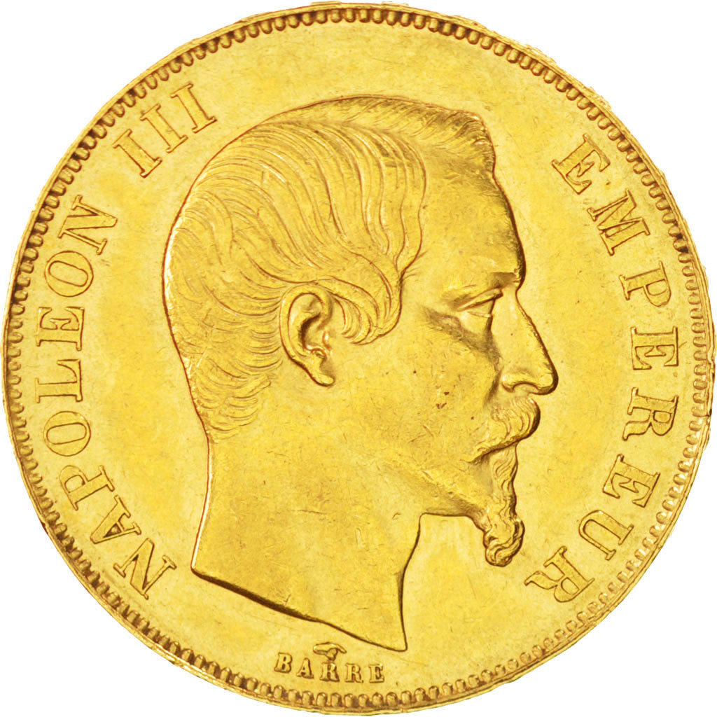 FRANCE, Napoléon III, 50 Francs, 1857, Paris, KM #785.1, AU(50-53), Gold, Gadour