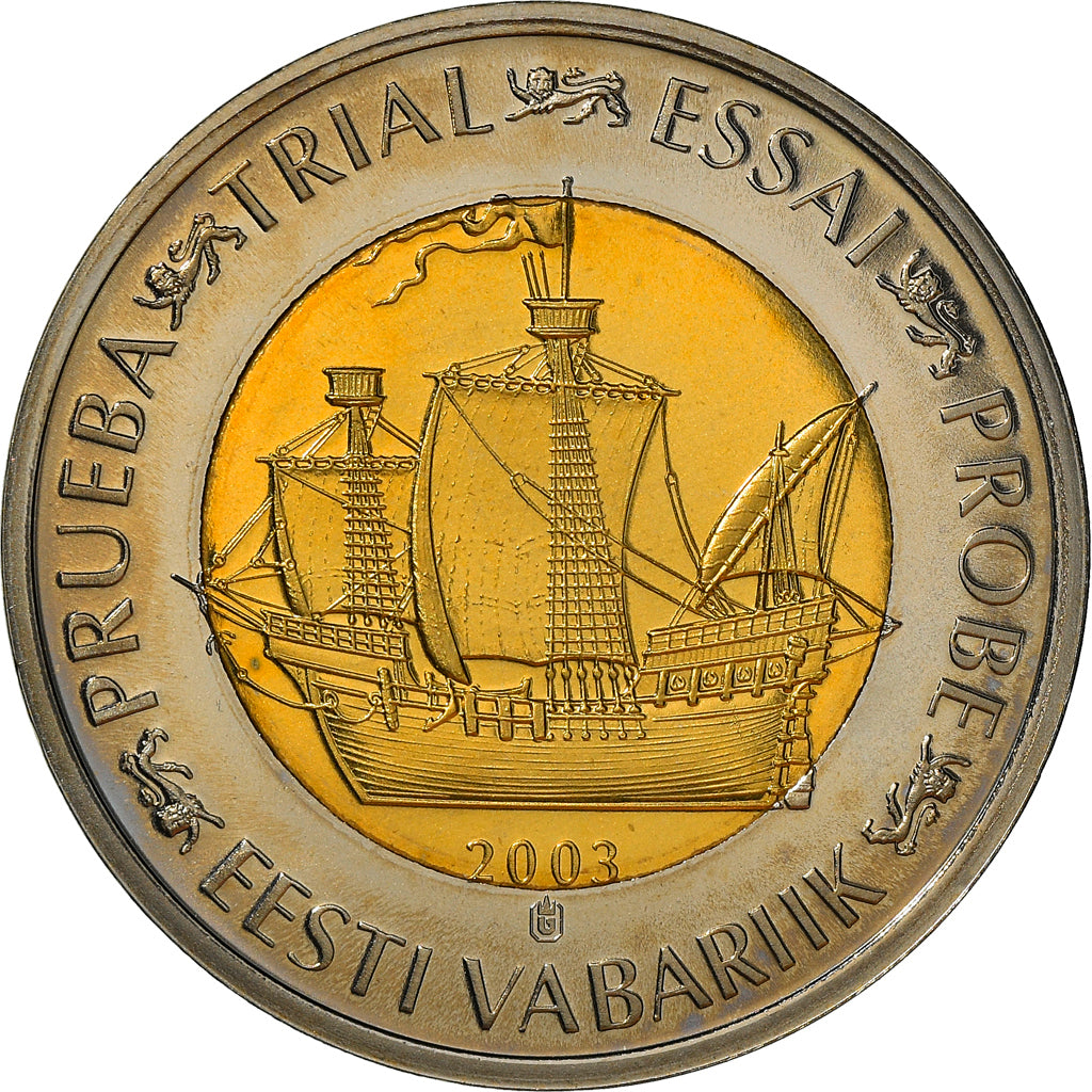 Estonia, Medal, 2 E, Essai-Trial, 2003, Exonumia, MS(65-70), Bi-Metallic