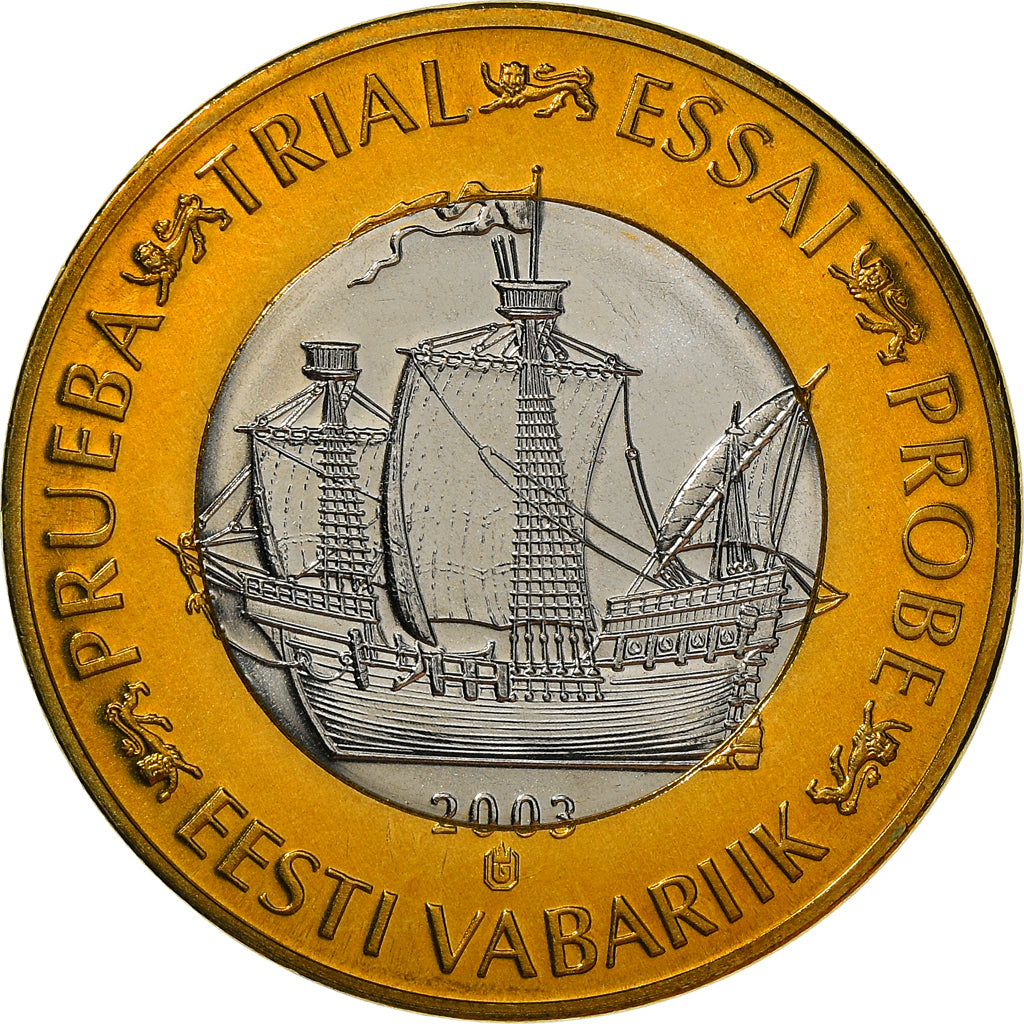 Estonia, Médaille, 1 E, Essai-Trial, 2003, Paranumismatique, FDC, Bi-Metallic