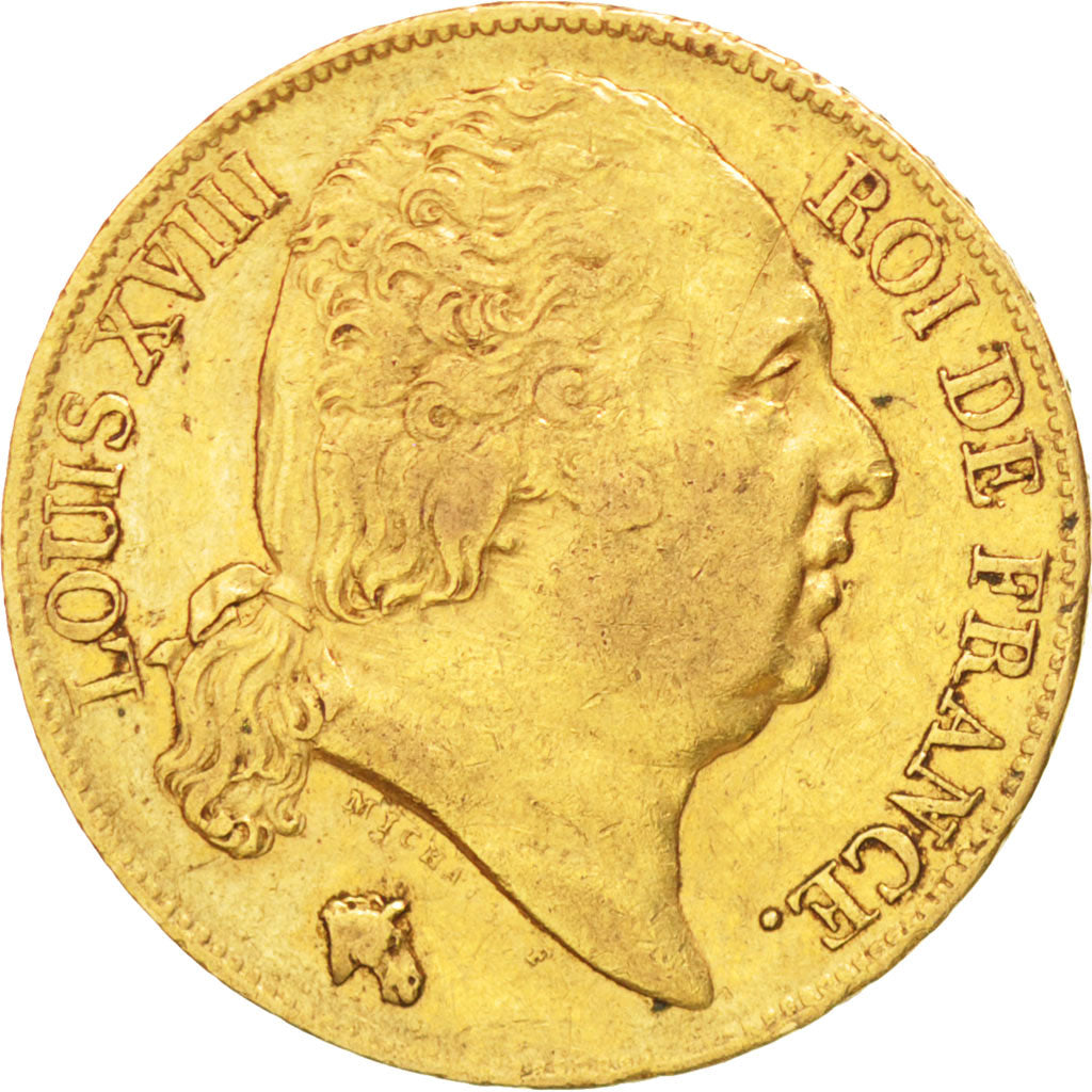 Francia, Louis XVIII, Louis XVIII, 20 Francs, 1824, Paris, BB, Oro, KM:712.1,...
