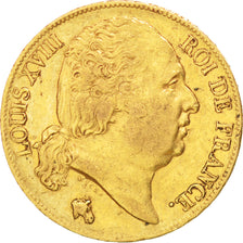 Francia, Louis XVIII, Louis XVIII, 20 Francs, 1824, Paris, BB, Oro, KM:712.1,...