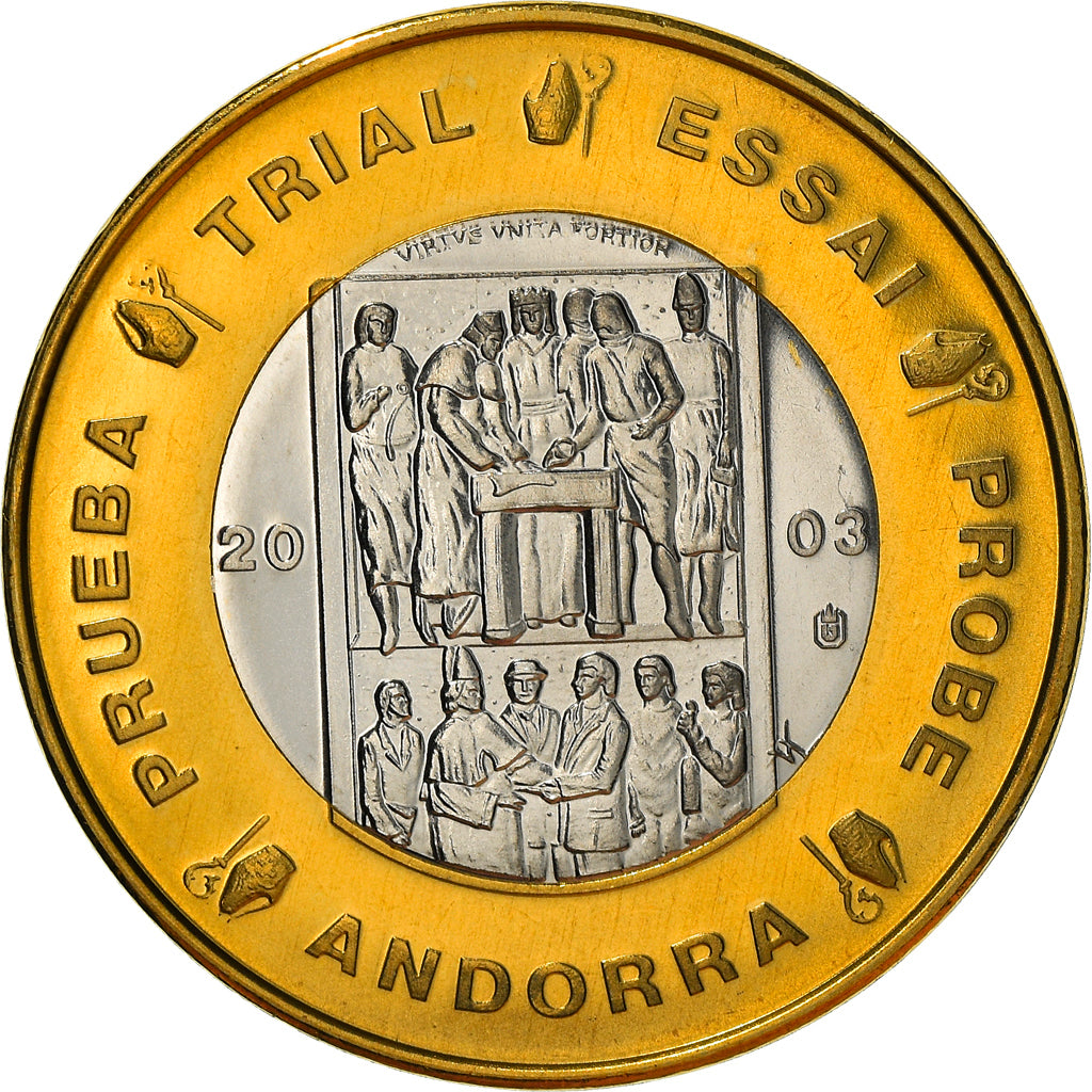 Andorra, Medal, 1 E, Essai-Trial, 2003, MS(65-70), Bimetálico