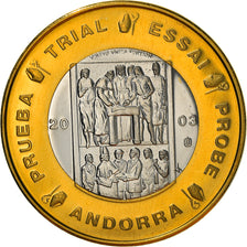 Andorra, Medal, 1 E, Essai-Trial, 2003, MS(65-70), Bimetálico