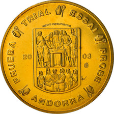 Andorra, medaglia, 50 C, Essai Trial, 2003, FDC, Doratura in rame-nichel