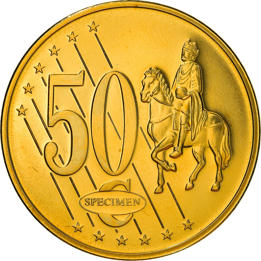 Andorra, medaglia, 50 C, Essai Trial, 2003, FDC, Doratura in rame-nichel