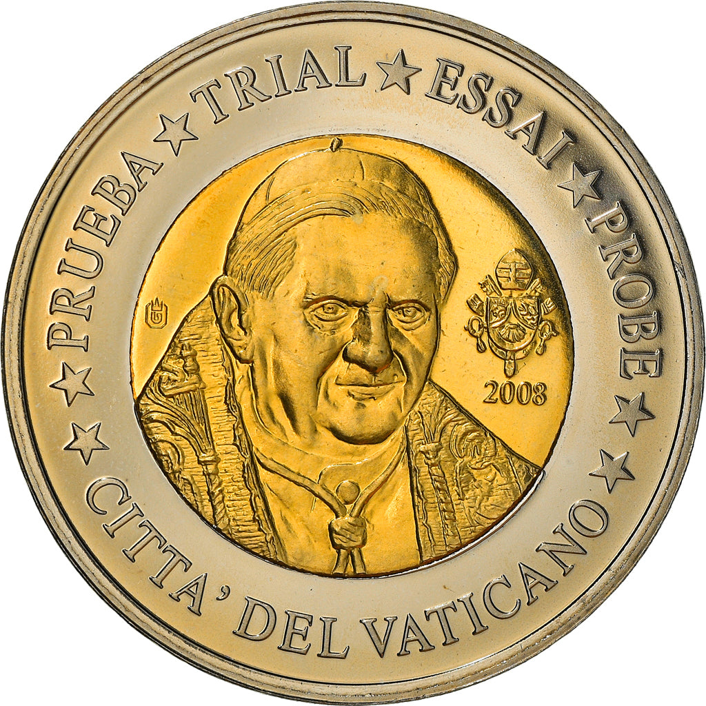 Vaticano, Medal, 2 E, Essai-Trial Benoit XVI, 2008, MS(65-70), Bimetálico