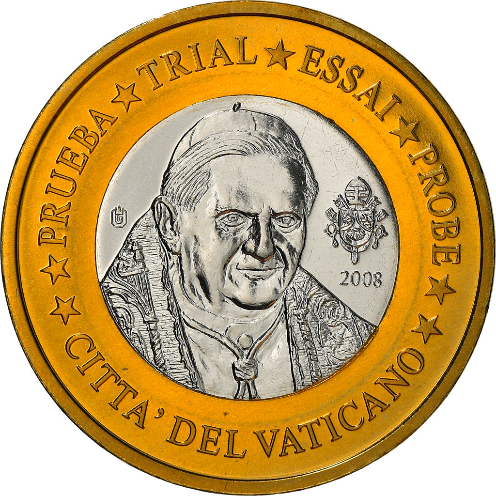 Vaticaan, Medaille, 1 E, Essai-Trial Benoit XVI, 2008, FDC, Bi-Metallic