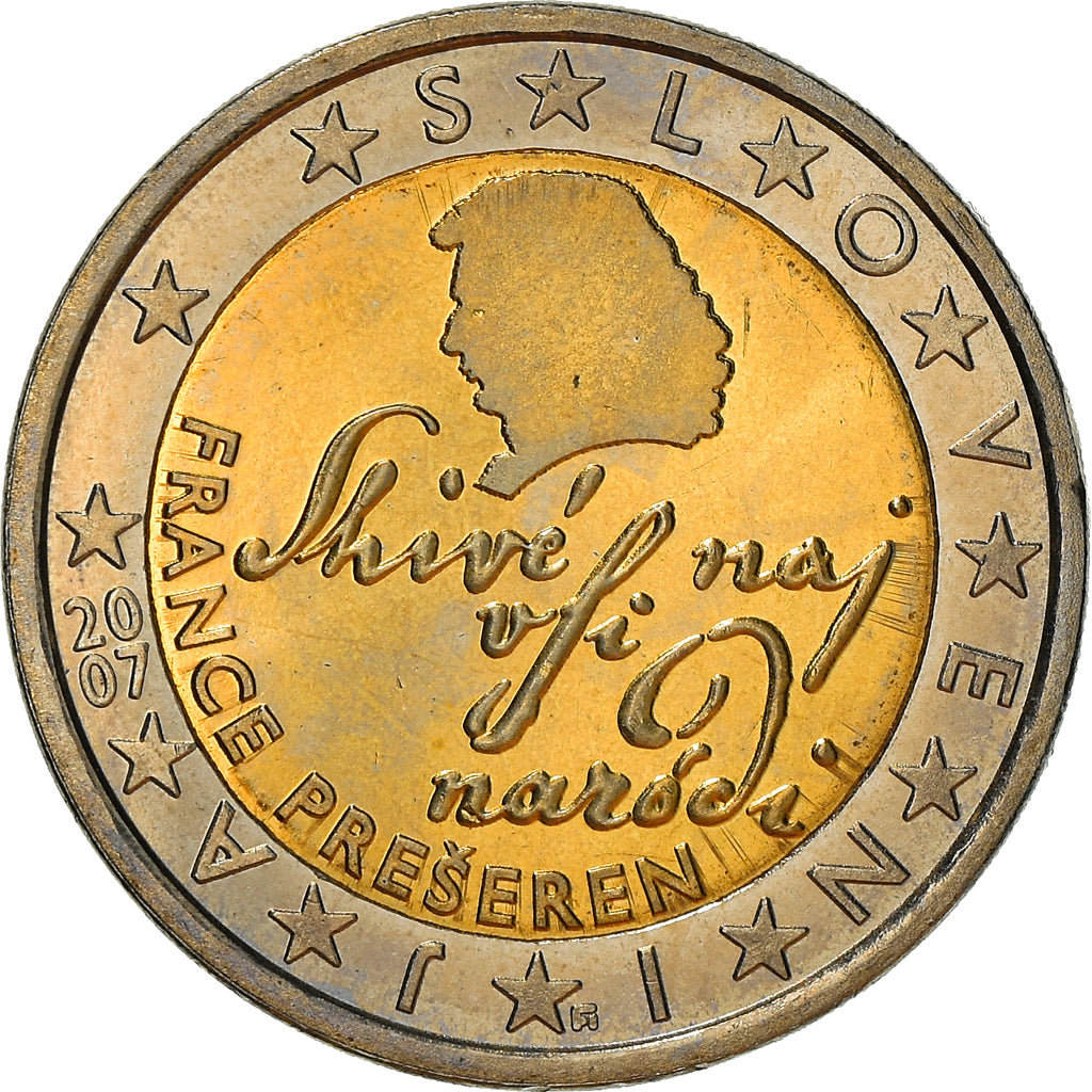 Eslovénia, 2 Euro, 2007, Vantaa, MS(64), Bimetálico, KM:75