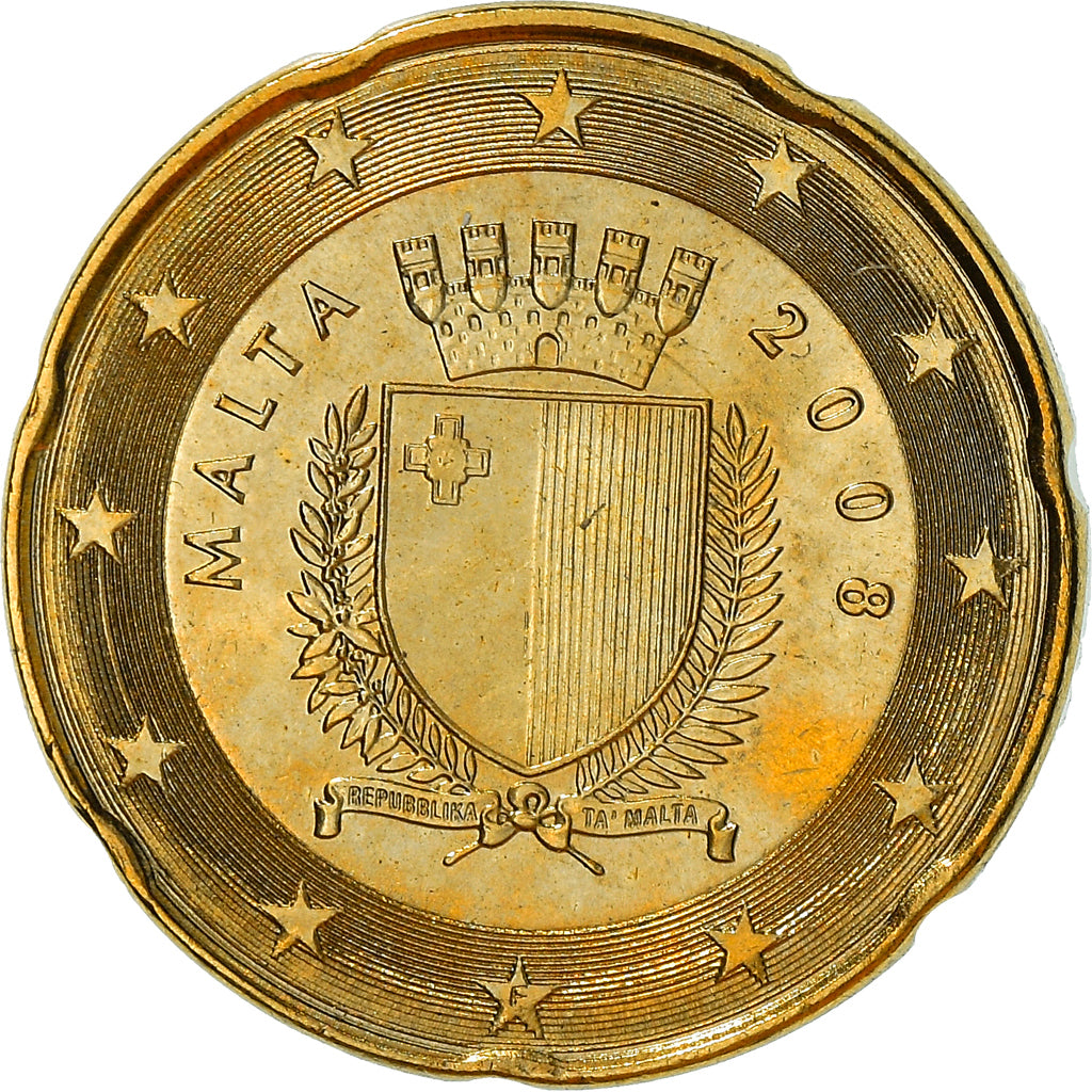 Malta, 20 Euro Cent, 2008, Paris, SPL, Ottone, KM:129