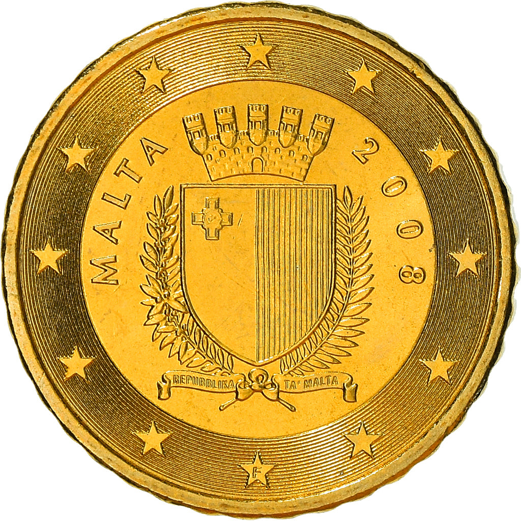 Malta, 10 Euro Cent, 2008, Paris, VZ+, Messing, KM:128