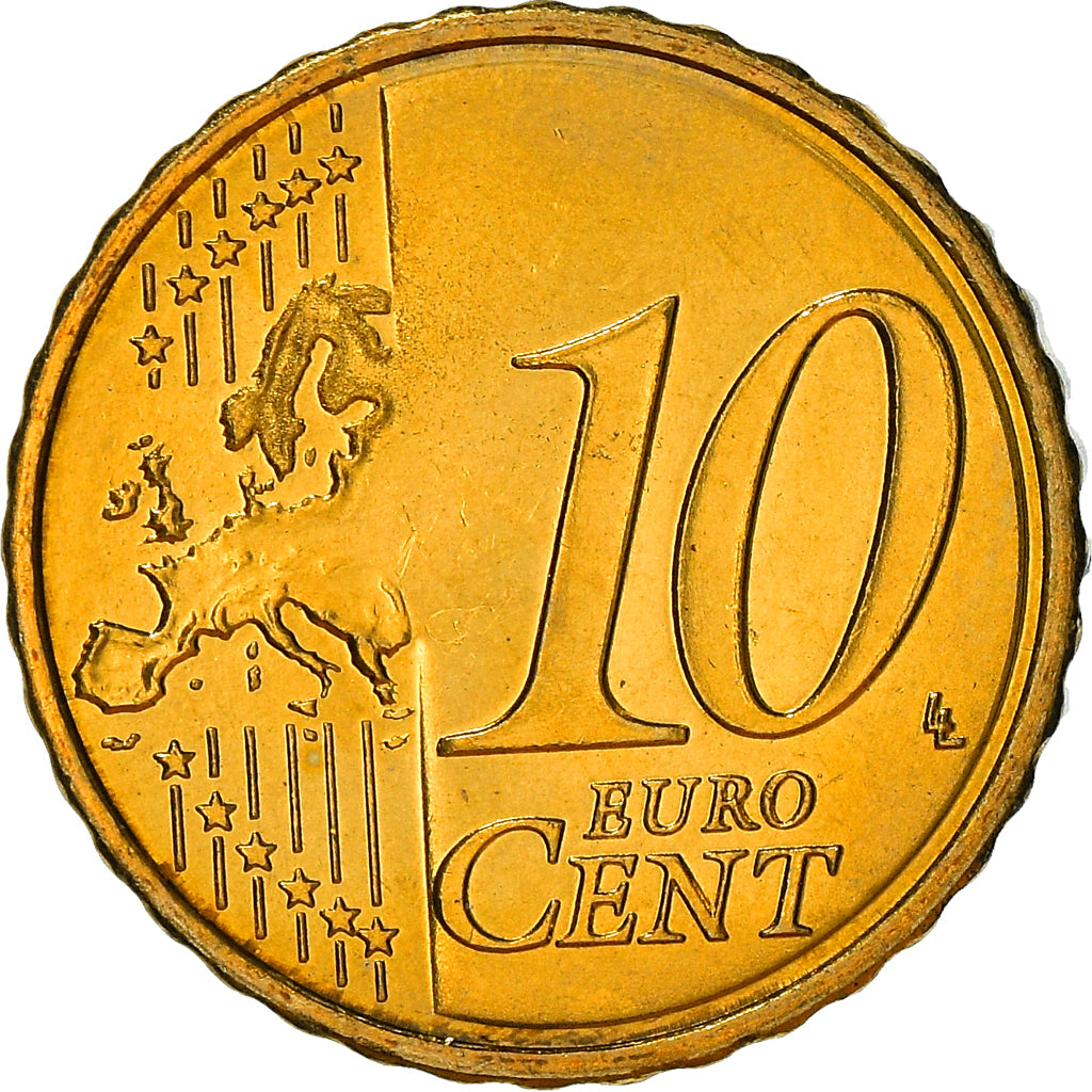 Moneda, Chipre, 10 Euro Cent, 2008, SC+, Latón, KM:81