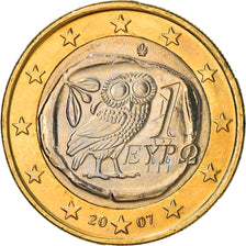Grécia, Euro, 2007, Athens, MS(64), Bimetálico, KM:214