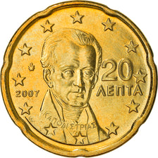 Grecia, 20 Euro Cent, 2007, SPL+, Ottone, KM:212