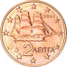 Grécia, 2 Euro Cent, 2008, Athens, MS(64), Aço Cromado a Cobre, KM:182