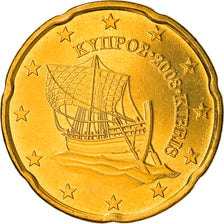 Cypr, 20 Euro Cent, 2008, MS(64), Mosiądz, KM:82