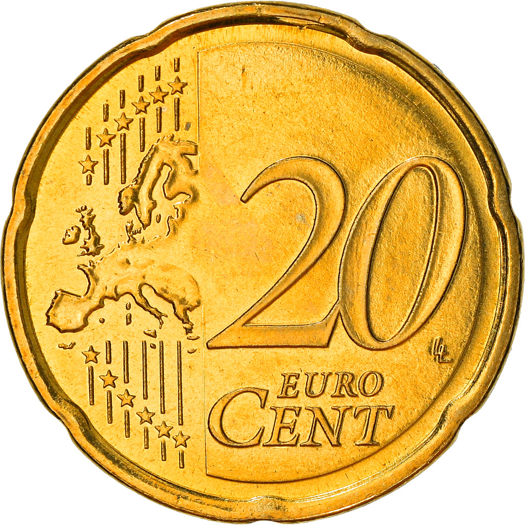Cypr, 20 Euro Cent, 2008, MS(64), Mosiądz, KM:82