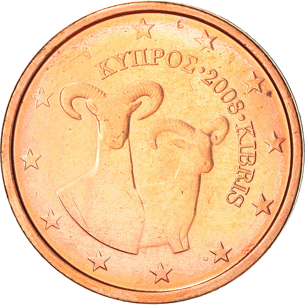 Cipro, 2 Euro Cent, 2008, BB+, Acciaio placcato rame, KM:79