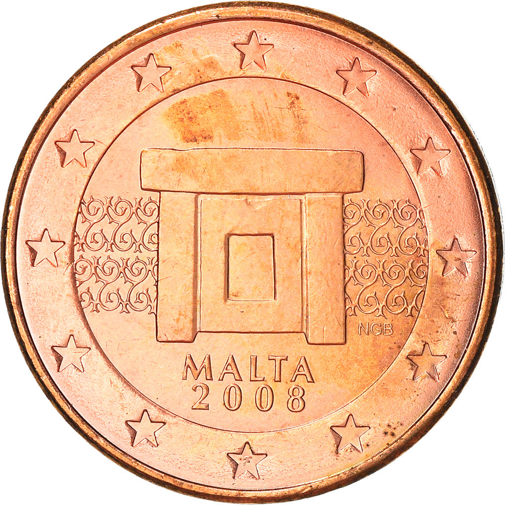 Malta, 5 Euro Cent, 2008, Paris, BB+, Acciaio placcato rame, KM:127