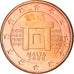 Malta, 5 Euro Cent, 2008, Paris, BB+, Acciaio placcato rame, KM:127