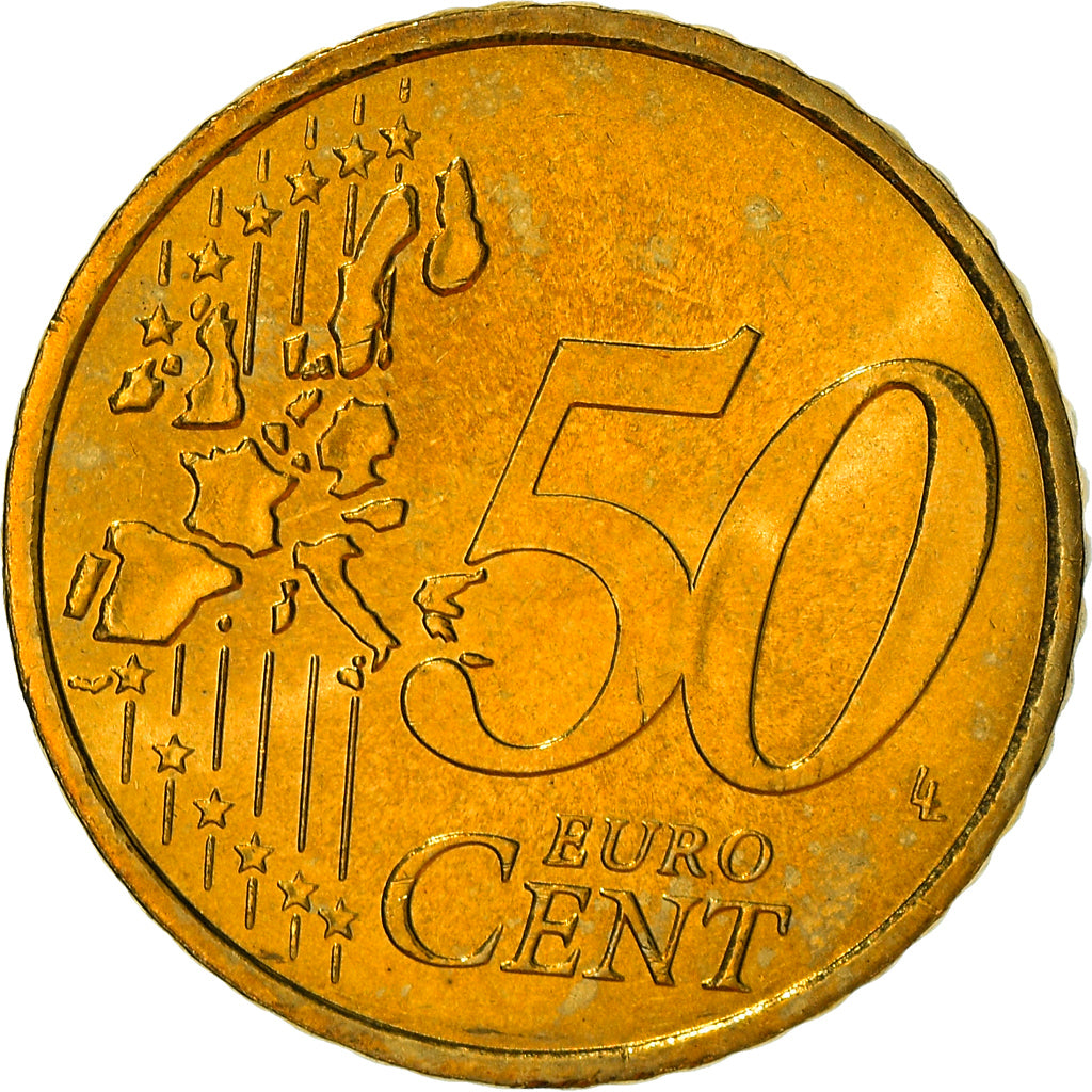 France, 50 Euro Cent, 2002, Paris, MS(64), Brass, Gadoury:6., KM:1287