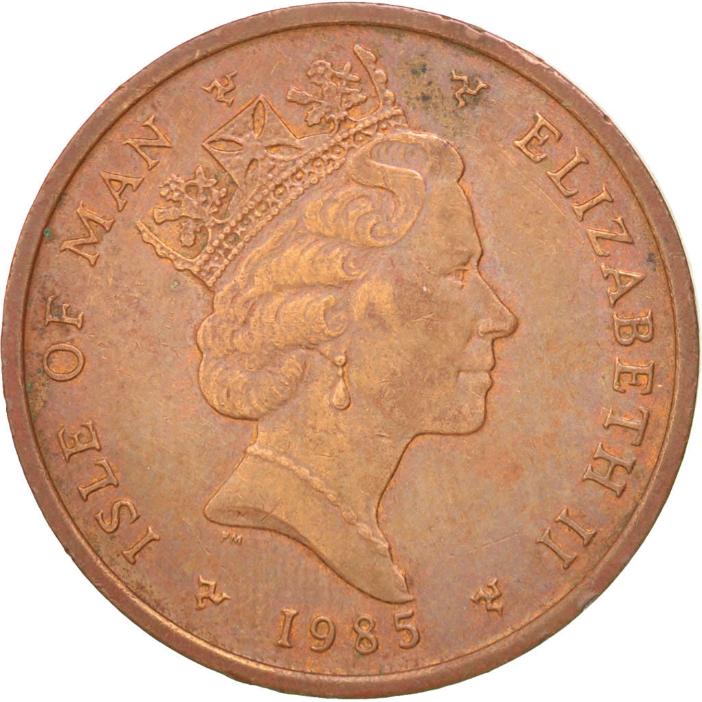 ISLE OF MAN, 2 Pence, 1985, KM #144, AU(55-58), Bronze, 25.91, 7.08