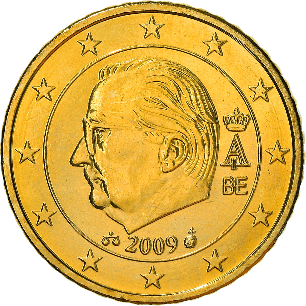 Belgien, 50 Euro Cent, 2009, Brussels, UNZ+, Messing, KM:279