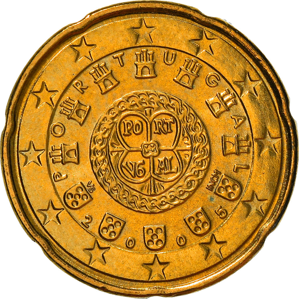 Portogallo, 20 Euro Cent, 2005, Lisbon, SPL, Ottone, KM:744