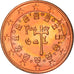Portugal, 5 Euro Cent, 2007, Lisbon, AU(50-53), Aço Cromado a Cobre, KM:742