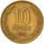 Moeda, Chile, 10 Pesos, 1992, Santiago, AU(50-53), Alumínio-Bronze, KM:228.2