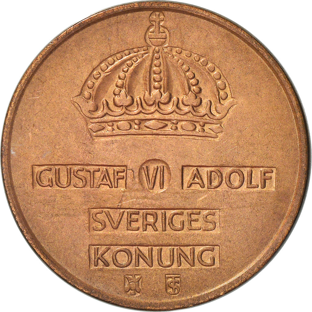 Moneta, Svezia, Gustaf VI, 5 Öre, 1956, MB+, Bronzo, KM:822
