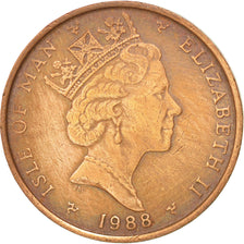 ISLE OF MAN, Penny, 1988, KM #207, AU(50-53), Bronze, 20.32, 3.53