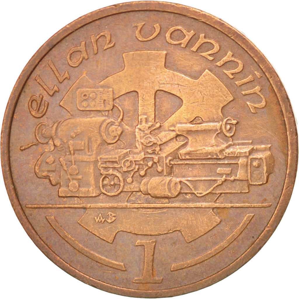 ISLE OF MAN, Penny, 1988, KM #207, AU(50-53), Bronze, 20.32, 3.53