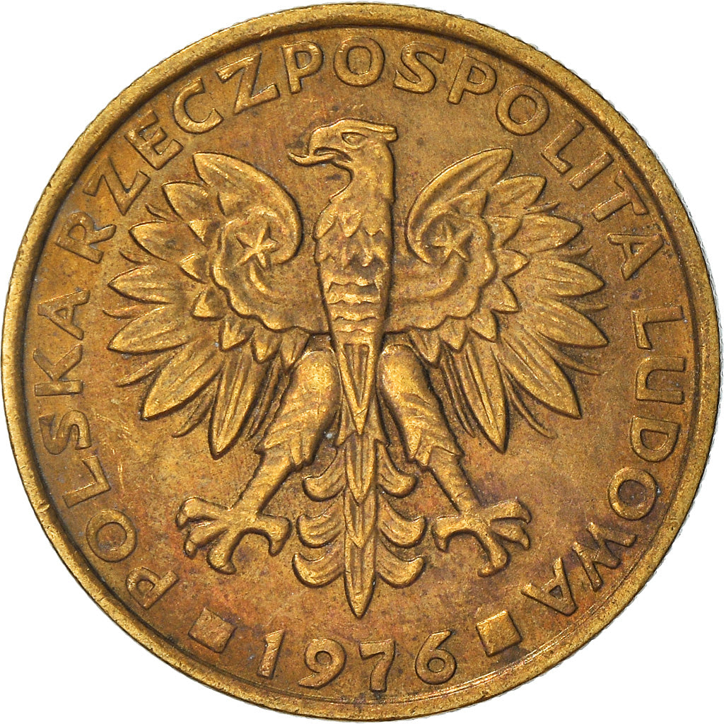 Moneda, Polonia, 2 Zlote, 1976, Warsaw, MBC+, Latón, KM:80.1