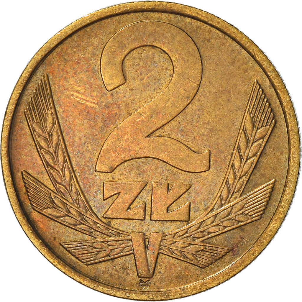 Moneda, Polonia, 2 Zlote, 1976, Warsaw, MBC+, Latón, KM:80.1