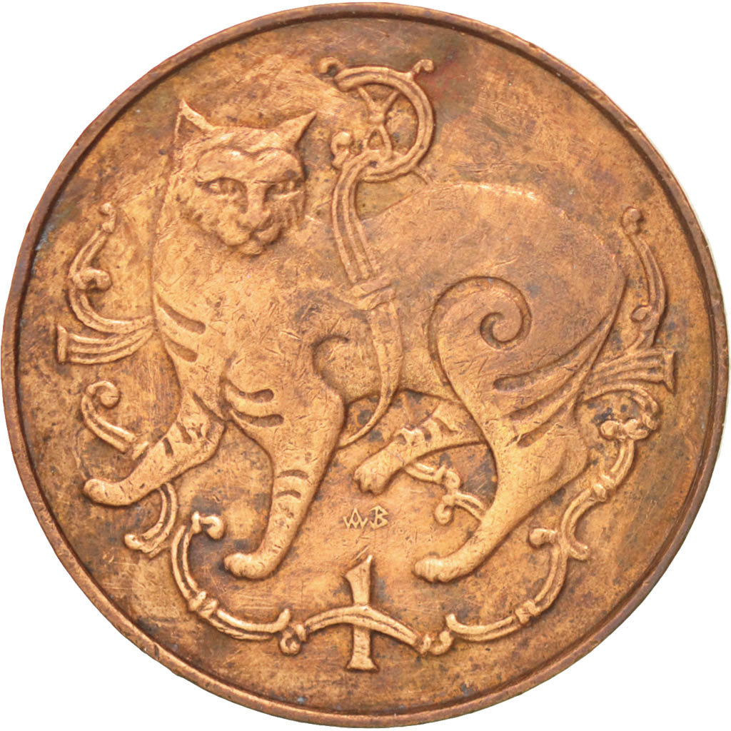 ISLE OF MAN, Penny, 1983, KM #59, EF(40-45), Bronze, 20.32, 5.22