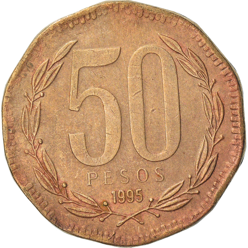 Moneda, Chile, 50 Pesos, 1995, BC+, Aluminio - bronce, KM:219.2