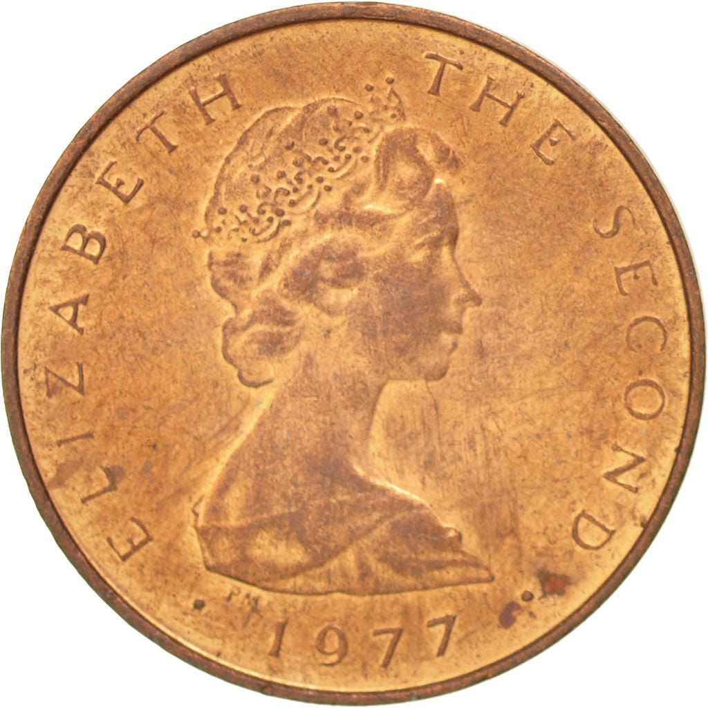ISLE OF MAN, 1/2 Penny, 1977, KM #40, AU(55-58), Bronze, 17.14, 1.79