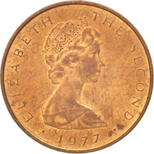 ISLE OF MAN, 1/2 Penny, 1977, KM #40, AU(55-58), Bronze, 17.14, 1.79