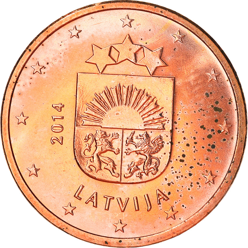 Latvia, 5 Euro Cent, 2014, Stuttgart, AU(50-53), Copper Plated Steel, KM:152