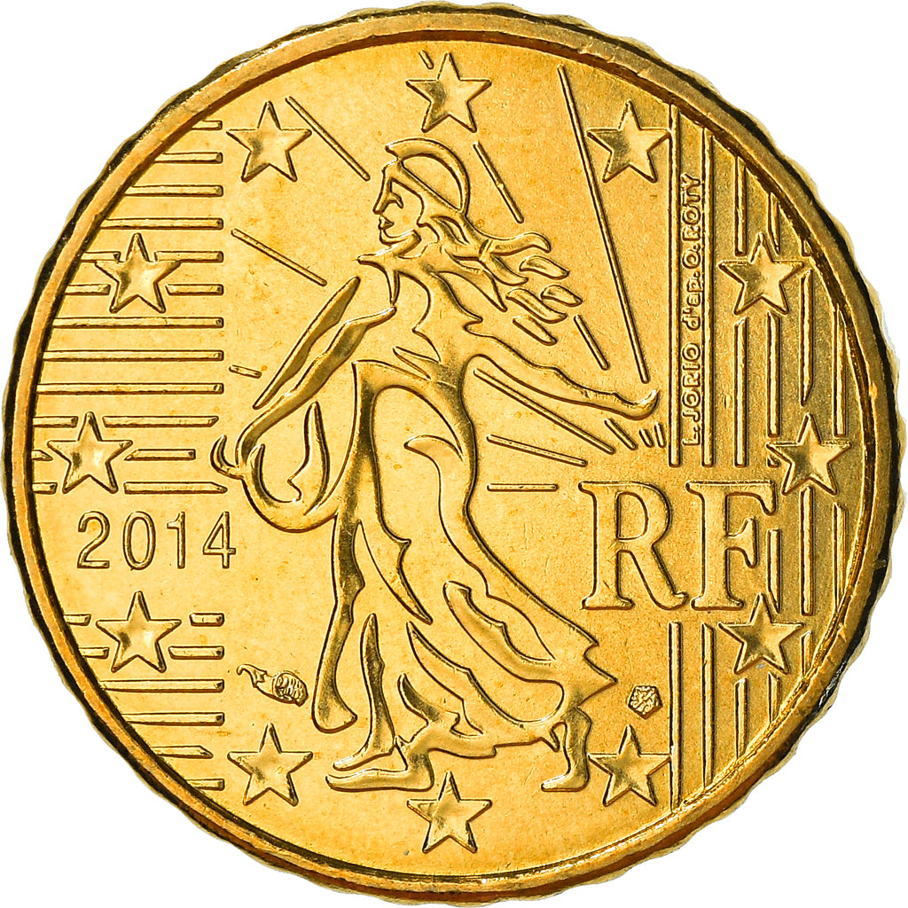 Frankreich, 10 Euro Cent, 2014, UNZ+, Messing