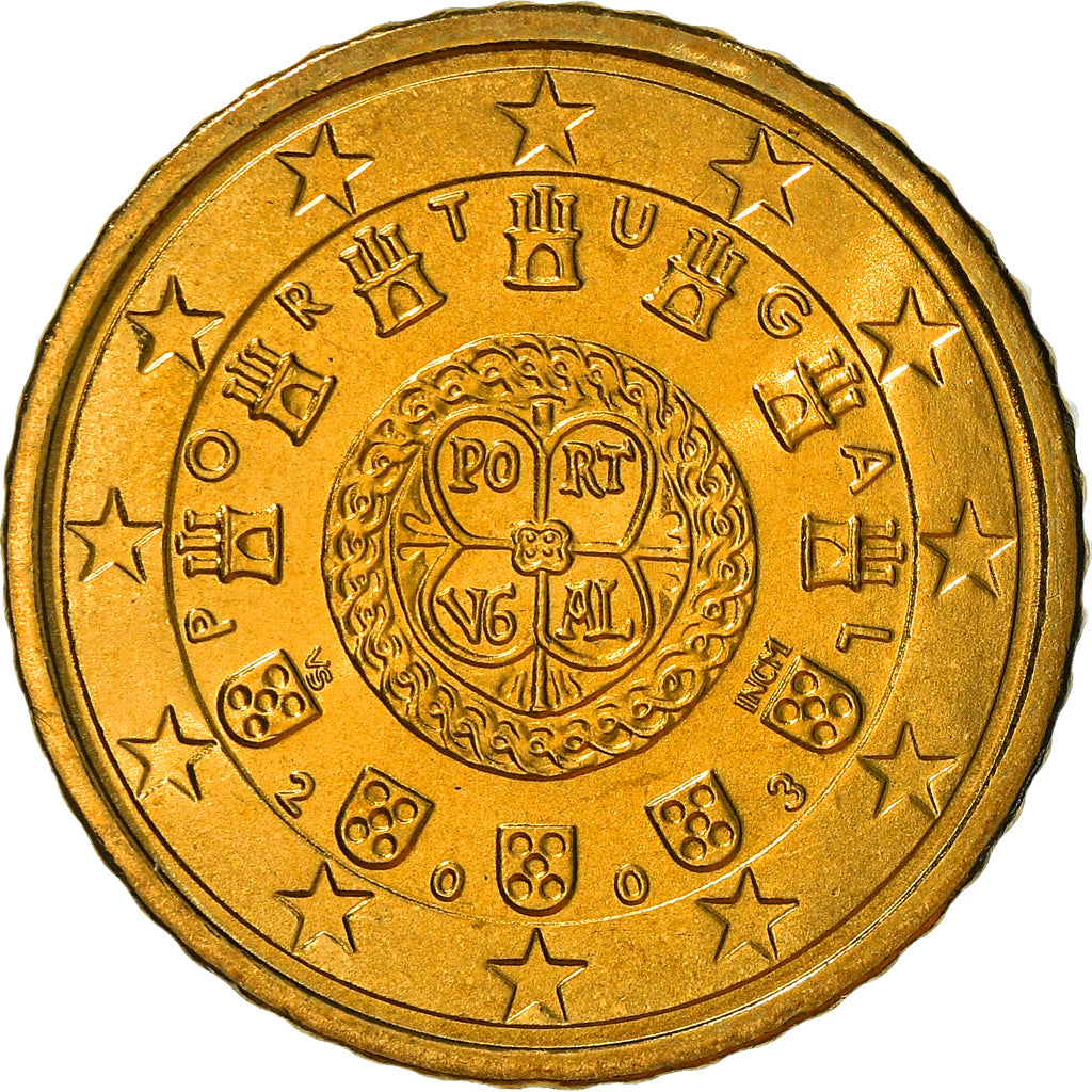 Portugal, 50 Euro Cent, 2003, Lisbon, MS(64), Mosiądz, KM:745