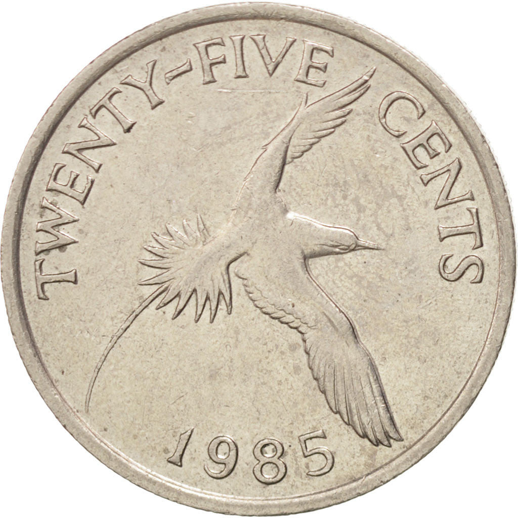 BERMUDA, 25 Cents, 1985, KM #18, EF(40-45), Copper-Nickel, 24, 6.01