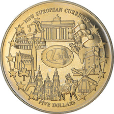 Moeda, Libéria, 5 Dollars, 2002, MS(65-70), Cobre-níquel