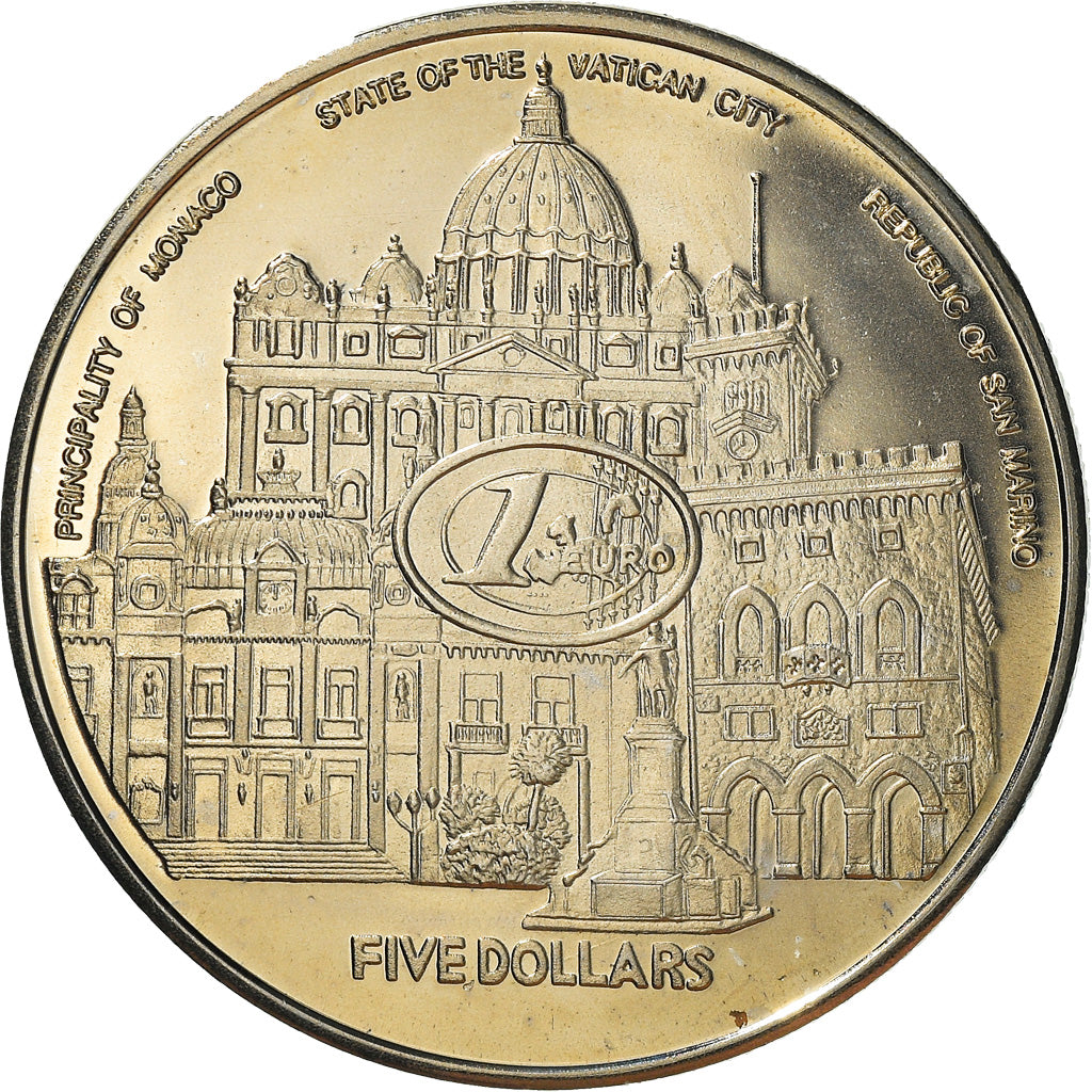 Moneta, Liberia, Cité du Vatican, 5 Dollars, 2002, FDC, Rame-nichel