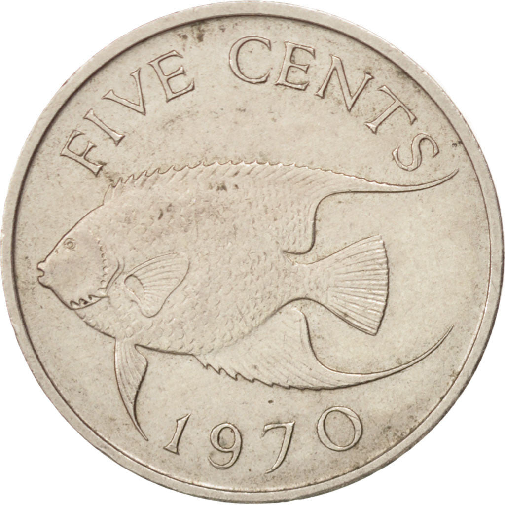 Coin, Bermuda, Elizabeth II, 5 Cents, 1970, AU(50-53), Copper-nickel, KM:16