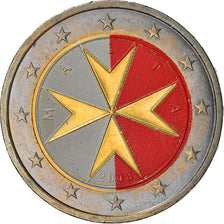 Malta, 2 Euro, 2008, Paris, Colourized, UNZ, Bi-Metallic, KM:132