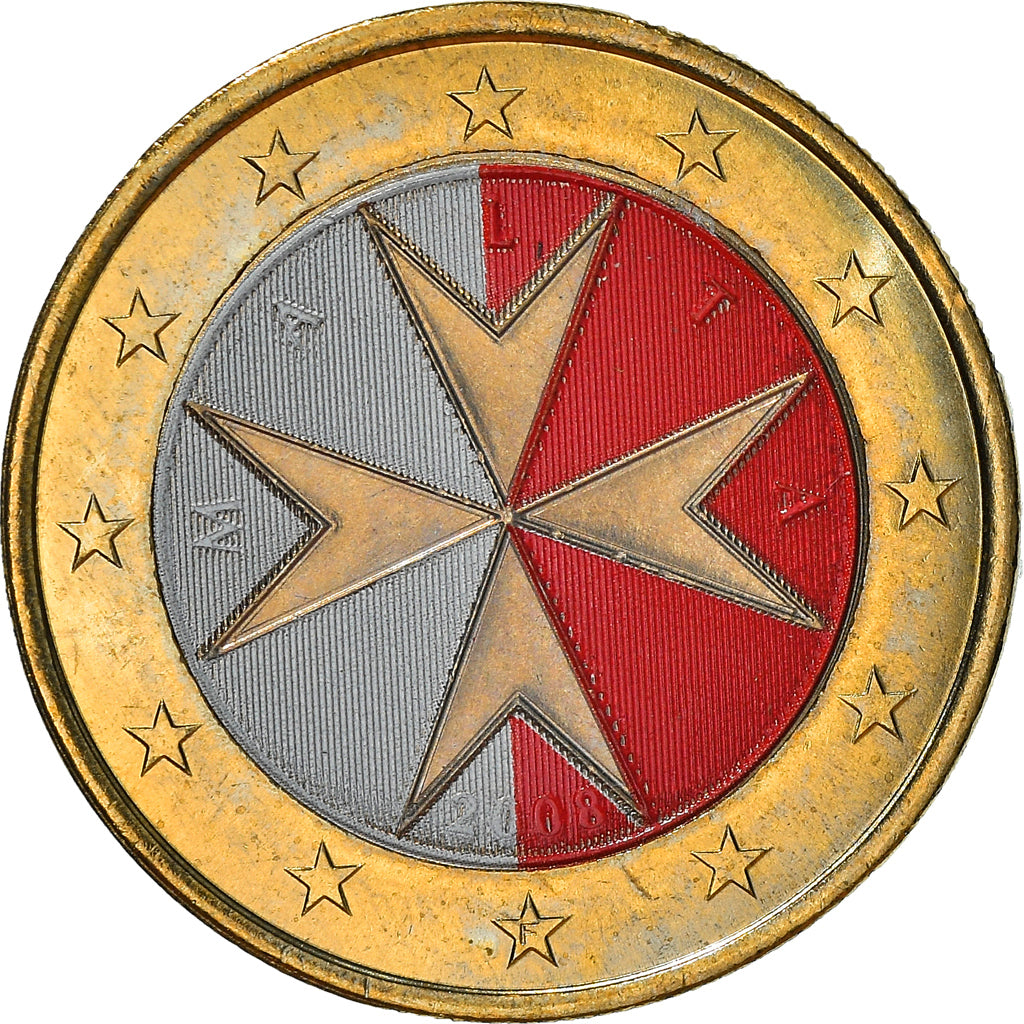 Malta, Euro, 2008, Paris, Colourized, UNZ, Bi-Metallic, KM:131
